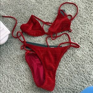 Triangl Red velvet  Bikini Set
